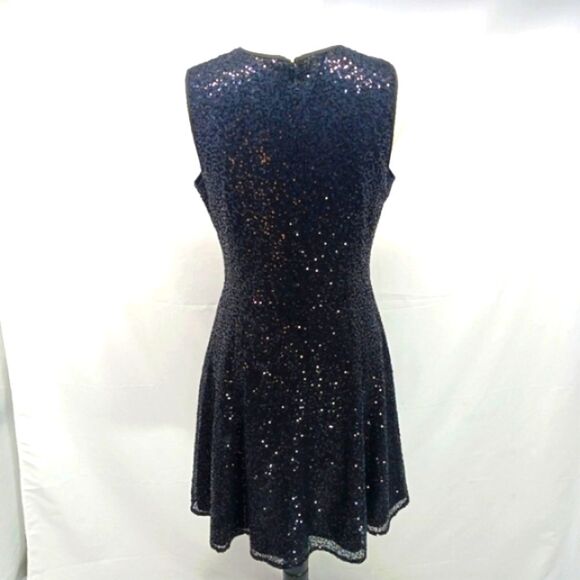 Cynthia Rowley Black Sequin Sleeveless Midi Fit & Flair Cocktail Dress Size 8. - Picture 2 of 8